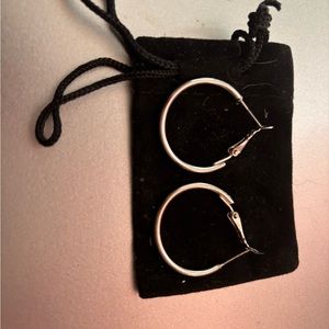 Small endless hoop silver plated